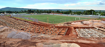 The master hybrid grass has been installed at Huye stadium but construction works are yet to be finalised. Courtesy