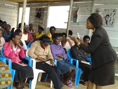 A group of women receiving tips on how to run a business. (Pontian Kabeera)