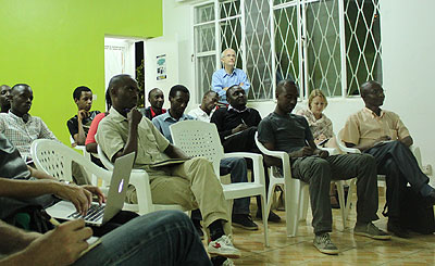 Aspiring authors listen to Kate Haines.