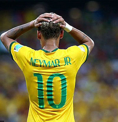 Not his day: Neymar failed to get a goal for Brazil yesterday