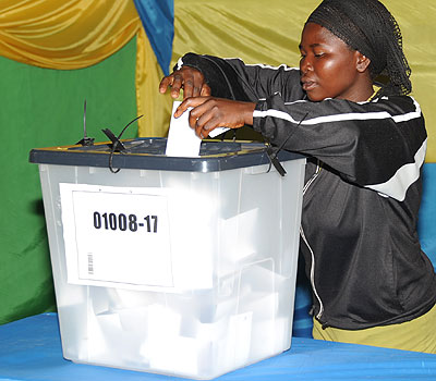 A resident of Kiyovu casts a vote during a past election. File. 