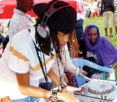 DJ Anita Pendo plays music at an event. 