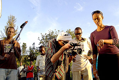 Rwandan film Students shooting 'K Guy'(short movie) on the Road to Kinyinya (Gasabo District)