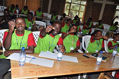 Some of the youth participating in Kwibohora20 in Musanze District. The overwhelming commitment of todayu2019s youth to promote unity gives hope that the future of the country will be in responsible hands. Jean du2019Amour Mbonyinshuti. 