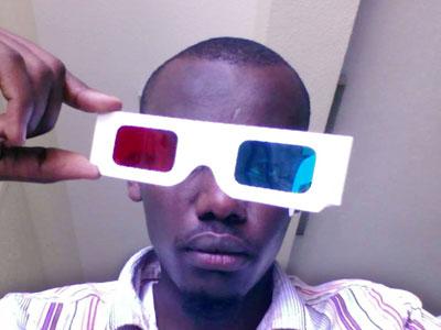 Mufuth with this 3D glasses of red and cyan. (Patrick Buchana)