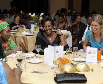 L-R: AU Commission Chairperson Nkosazana Dlamini-Zuma, First Lady Jeannette Kagame, and Silvana Koch-Melhrin, Founder of Women in Parliaments Global Forum. (Courtesy)