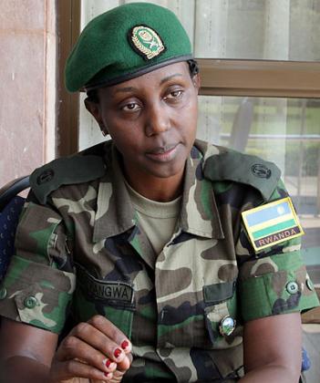 Kayirangwa stresses a point during the interview. She says she is proud of what Rwanda has achieved over the last 20 years. / J. Mbanda 