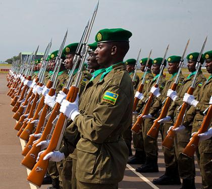 A 2013 RDF cadet class mounts a guard of honour during pass-out.
