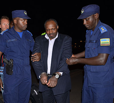 Mbarushimana shortly after arriving at Kigali International Airport last evening.  Sam Ndagijimana. 