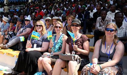 Some of the guests follow proceedings at the occasion.