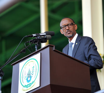 President Kagame delivers his speech at the 20th Anniversary of the Liberation of Rwanda. Village Urugwiro