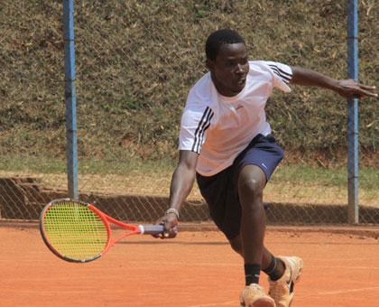 Mathieu Uwizeyimana seen in yesterday's semi final match against Olivier Nkunda. He takes on defending champion Dieudonne Habiyambere in today's final. (Richard Bishumba)