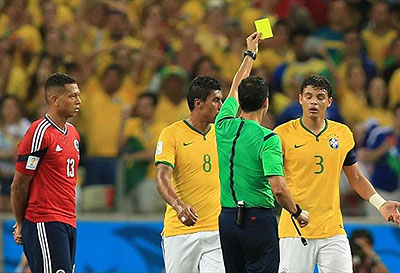 Brazil have appealed the yellow card issued to Thiago Silva against Colombia. Net photo