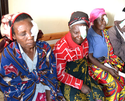 Some of patients after the eye surgery. Most of them regained sight after years of blindness. (Jean d'Amour Mbonyinshuti)