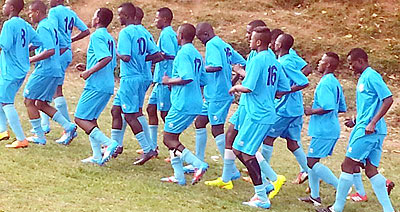 The National U17 team training in Kampala on Thursday ahead of today's continental qualifying match against Uganda at Namboole stadium. Courtesy.