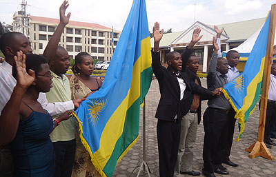 A cross section of the sector-based land notaries take oath on Friday. JP. Bucyensenge.