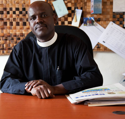 Rev. Samuel Mugisha during the Interview. He urged couples to think twice before marriage. T.Kisambira.  