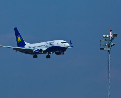 RwandAiru2019s new Boeing 737-700 on arrival at Kigali International Airport in June last year. (File)