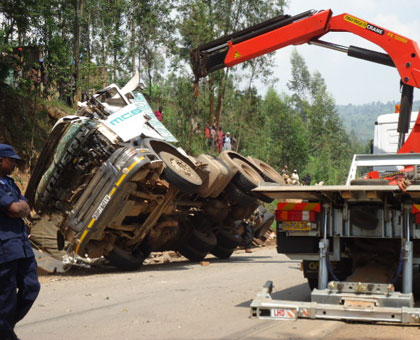 An accident that occurred at the Kumukobwa mwiza spot in the recent past killing a cyclist on spot. File.
