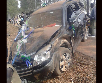 The bridal car that was involved in the accident yesterday. Courtesy. 