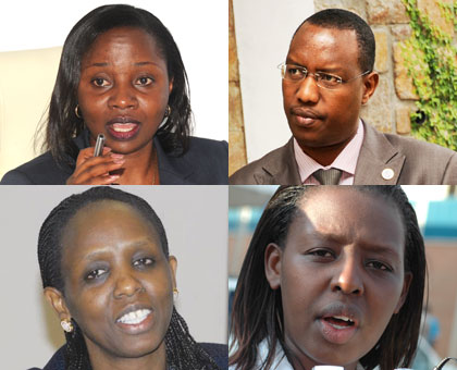 CLOCKWISE: Eng. Emma-Franu00e7oise Isumbingabo, Protais Mitali, Dr Anita Asiimwe and Dr Agnes Kalibata. (File)