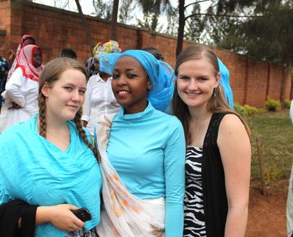 Ruby (L) and Francisca (R) at a wedding with their neighbour, Mami. (Moses Opobo)
