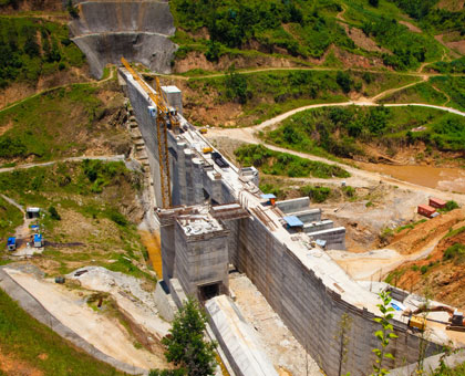 Nyabarongo Hydro Power project which is still under construction. The premier reaffirmed governmentu2019s commitment to increase electricity supply from the current electricity grid capacity of 119 MW to 563MW by 2017. (T. Kisambira) 