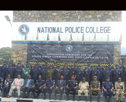 The graduands of the u2018Police Command and Staffu2019 course pose for a photo  in Musanze yesterday . Courtesy.