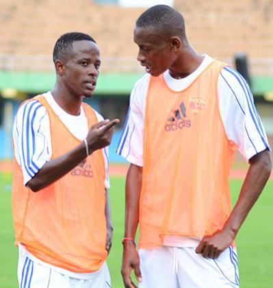 Amavubi captain Haruna Niyonzima, left, and his assistant, Jean Baptiste Mugiraneza, have welcomed the formation of the players' association. T. Kisambira