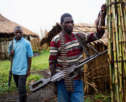 Some of the FDLR members in the Congo. The members of the militants crossed into the Congo after taking part in the Genocide that killed over a million people in Rwanda. Net Photo. 