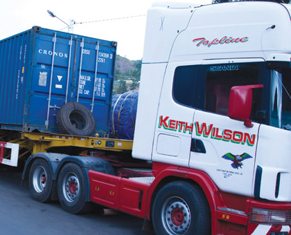 A cargo truck at the Rusumo border. PSF is to commission a study to find mechanisms of solving the challenges affecting the transport sector to boost efficiency and profitability. (File)