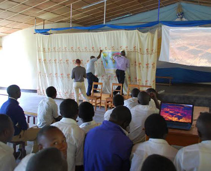 Students of Ecole des Sciences St. Louis de Mont Fort Nyanza during one of the workshops. (Courtesy)