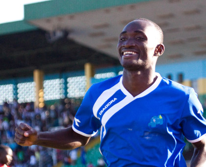Amissi, seen here celebrating after scoring a goal last season, netted 29 league goals in two seasons with Rayon Sports. (File)
