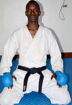 Improving flexibility: Rutayisire sits in the Seiza position after training.