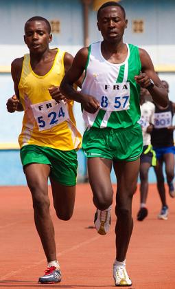 James Sugira, right, will compete in the boy's 1500m as Rwanda makes its second appearance at the Youth Olympic Games. T. Kisambira.