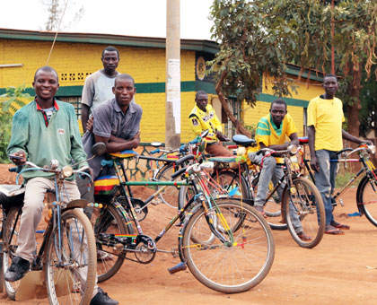 Youth cyclists in Masaka Sector said with loans, they can further develop their u2018jobsu2019, which they said is better than drug abuse. John Mbanda. 