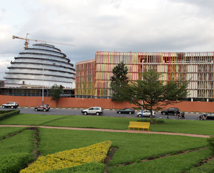 The ongoing construction of the Kigali Convention Centre in Kimihurura has partly been funded by money from the countryu2019s first Eurobond issue last year. (File)