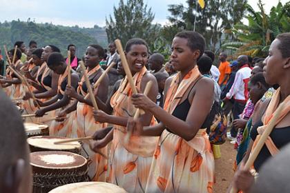 Young school girls joined in celebration at Kibeho Nyaruguru with a rhythmic drum melody. 