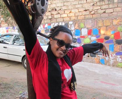 A dancer smiles for the cameras at the shoot. (Courtesy)