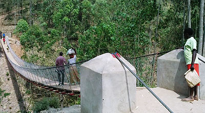 A modern bridge constructed in Gakenke District.  The bridge is expected to help transform the lives of residents. Jean du2019Amour Mbonyinshuti.