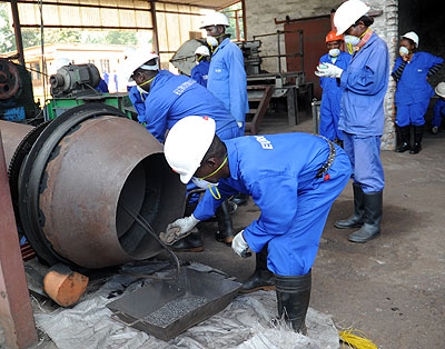 A mineral processing plant in Rulindo District. The country needs to bridge trade deficit. File.
