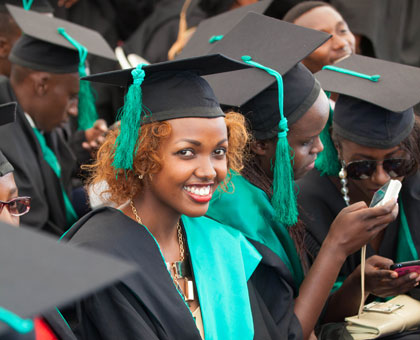 Graduates of the College of Agriculture, Animal Sciences and Veterinary Medicine (CAVM),  at the graduation ceremony  yesterday. Timothy Kisambira.