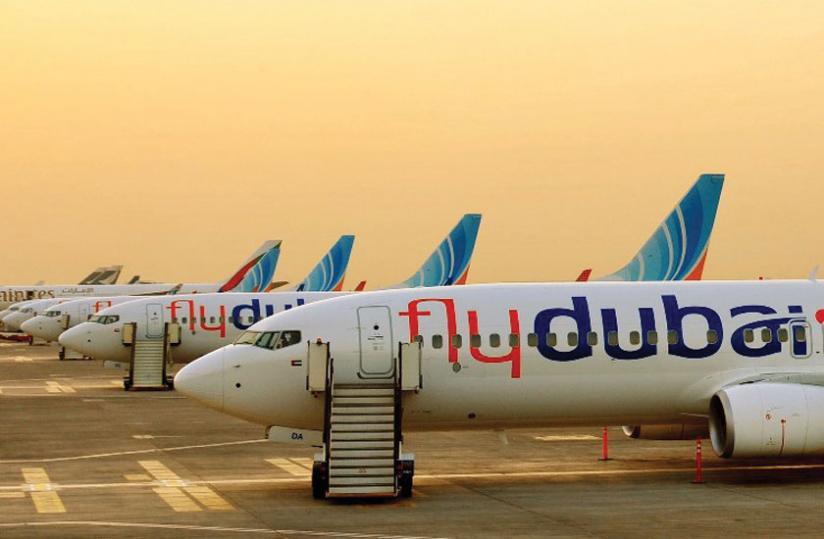 A fleet of flydubai planes. The airline will next month start three routes in East Africa. (Courtesy)