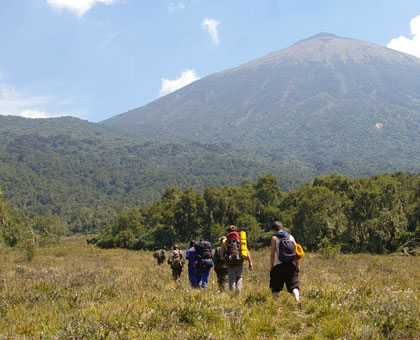 Tourists climb Karisimbi mountain which hosts Karisimbi mast. The EUu2019s financial support is intended for projects that promote regional integration. (File)