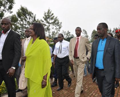 Gen Kabarebe (C) with other officials during the closing of training of trainers workshop in Burera District. (Jean d'Amour Mbonyinshuti)
