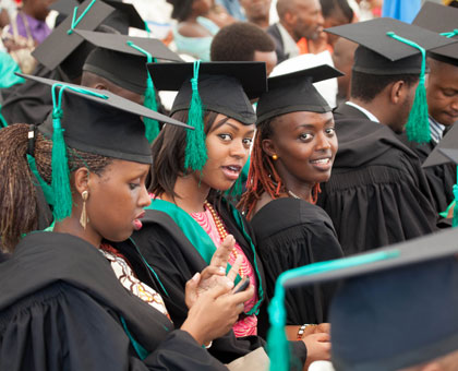 Some of the female graduates at the maiden graduation ceremony of the University of Rwanda a fortnight ago. (Timothy Kisambira)