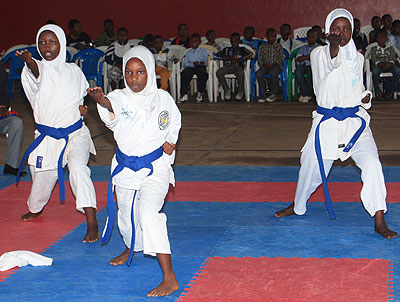 FOR THE FUTURE; Rubavu-based Zen-Karate-Do girls' team during yesterday's competition. (R. Bishumba)