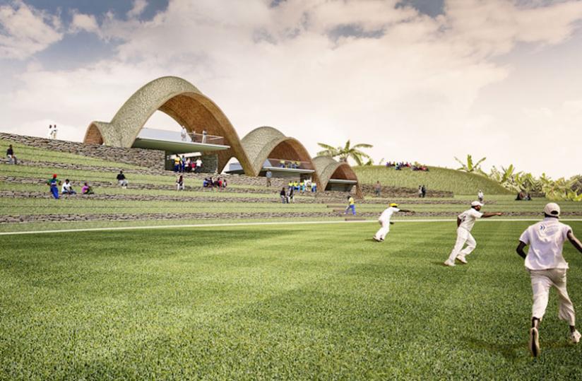 The architectural impression of Rwanda Cricket Stadium which will be constructed in Gahanga. (Courtesy)rn