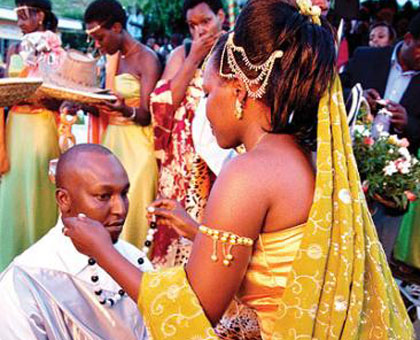 The brideu2019s traditional gown has hints of glitter which has become a trend with brides.  File photo