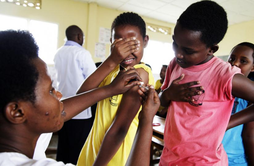 Young girls being immunised against cervical cancer in 2012. (File)